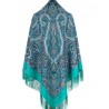 PAVLOVO POSAD RUSSIAN SHAWL 146x146 cm 57x57" 100% Wool Scarf Wrap Silk Fringe 1930-11