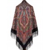 PAVLOVO POSAD RUSSIAN SHAWL 146x146 cm 57x57" 100% Wool Scarf Wrap Silk Fringe 1930-18