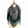PAVLOVO POSAD RUSSIAN SHAWL 125x125 cm 49x49" 100% Wool Scarf Wrap Silk Fringe 1903-9