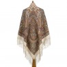 RUSSIAN PAVLOVO POSAD SHAWL 135x135cm SCARF ITALIAN 100%WOOL SILK FRINGE 1810-2