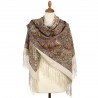 RUSSIAN PAVLOVO POSAD SHAWL 135x135cm SCARF ITALIAN 100%WOOL SILK FRINGE 1810-2