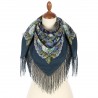 PAVLOVO POSAD RUSSIAN SHAWL 89x89 cm 35x35" 100% Wool Scarf Silk Fringe Wrap 1920-1