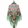 RUSSIAN PAVLOVO POSAD SHAWL 135x135cm SCARF ITALIAN 100% WOOL SILK FRINGE 1779-9
