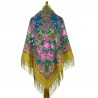 PAVLOVO POSAD RUSSIAN SHAWL 146x146 cm 57x57" 100% Wool Scarf Wrap Silk Fringe 1724-2