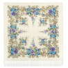 PAVLOVO POSAD RUSSIAN SHAWL 125x125 cm 49x49" 100% Wool Scarf Wrap Silk Fringe 1594-4