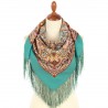 PAVLOVO POSAD RUSSIAN SHAWL 89x89 cm 35x35" 100% Wool Scarf Silk Fringe Wrap 1923-11