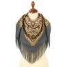 PAVLOVO POSAD RUSSIAN SHAWL 89x89 cm 35x35" 100% Wool Scarf Silk Fringe Wrap 1923-2