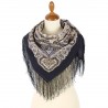 PAVLOVO POSAD RUSSIAN SHAWL 89x89 cm 35x35" 100% Wool Scarf Silk Fringe Wrap 1937-15