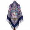 PAVLOVO POSAD RUSSIAN SHAWL 146x146 cm 57x57" 100% Wool Scarf Wrap Silk Fringe 1724-14
