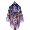 RUSSIAN PAVLOVO POSAD SHAWL 135x135cm SCARF ITALIAN 100%WOOL SILK FRINGE 1739-15
