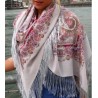 RUSSIAN PAVLOVO POSAD 100% SILK RUSSIA SHAWL SCARF WRAP SUMMER 130x130 cm 1429-1
