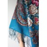 PAVLOVO POSAD RUSSIAN SHAWL 125x125 cm 49x49" 100% Wool Scarf Wrap Silk Fringe 982-12