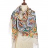 PAVLOVO POSAD RUSSIAN SHAWL 146x146 cm 57x57" 100% Wool Scarf Wrap Silk Fringe 1676-1