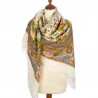 PAVLOVO POSAD RUSSIAN SHAWL 146x146 cm 57x57" 100% Wool Scarf Wrap Silk Fringe 1688-3