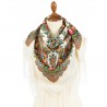 PAVLOVO POSAD RUSSIAN SHAWL 89x89 cm 35x35" 100% Wool Scarf Silk Fringe Wrap 1960-1