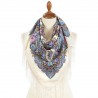PAVLOVO POSAD RUSSIAN SHAWL 89x89 cm 35x35" 100% Wool Scarf Silk Fringe Wrap 1960-2