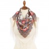 PAVLOVO POSAD RUSSIAN SHAWL 89x89 cm 35x35" 100% Wool Scarf Silk Fringe Wrap 1960-3