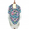 PAVLOVO POSAD RUSSIAN SHAWL 146x146 cm 57x57" 100% Wool Scarf Wrap Silk Fringe 1953-1