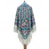 PAVLOVO POSAD RUSSIAN SHAWL 146x146 cm 57x57" 100% Wool Scarf Wrap Silk Fringe 1953-1