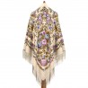 PAVLOVO POSAD RUSSIAN SHAWL 146x146 cm 57x57" 100% Wool Scarf Wrap Silk Fringe 1953-2