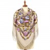 PAVLOVO POSAD RUSSIAN SHAWL 146x146 cm 57x57" 100% Wool Scarf Wrap Silk Fringe 1953-2