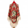 PAVLOVO POSAD RUSSIAN SHAWL 146x146 cm 57x57" 100% Wool Scarf Wrap Silk Fringe 1953-5