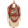 PAVLOVO POSAD RUSSIAN SHAWL 146x146 cm 57x57" 100% Wool Scarf Wrap Silk Fringe 1953-5