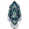 PAVLOVO POSAD RUSSIAN SHAWL 146x146 cm 57x57" 100% Wool Scarf Wrap Silk Fringe 1953-15