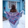 PAVLOVO POSAD RUSSIAN SHAWL 125x125 cm 49x49" 100% Wool Scarf Wrap Silk Fringe 1682-1