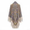 PAVLOVO POSAD RUSSIAN SHAWL 146x146 cm 57x57" 100% Wool Scarf Wrap Silk Fringe 1935-2