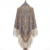 PAVLOVO POSAD RUSSIAN SHAWL 146x146 cm 57x57" 100% Wool Scarf Wrap Silk Fringe 1935-2
