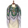 RUSSIAN PAVLOVO POSAD SHAWL 135x135cm SCARF ITALIAN 100% WOOL SILK FRINGE 1779-1