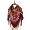 PAVLOVO POSAD RUSSIAN SHAWL 125x125 cm 49x49" 100% Wool Scarf Wrap Silk Fringe 11-6