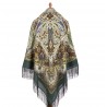 PAVLOVO POSAD RUSSIAN SHAWL 146x146 cm 57x57" 100% Wool Scarf Wrap Silk Fringe 1811-10