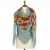PAVLOVO POSAD RUSSIAN SHAWL 146x146 cm 57x57" 100% Wool Scarf Wrap Silk Fringe 1061-2