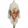 PAVLOVO POSAD RUSSIAN SHAWL 146x146 cm 57x57" 100% Wool Scarf Wrap Silk Fringe 1061-01