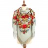 PAVLOVO POSAD RUSSIAN SHAWL 146x146 cm 57x57" 100% Wool Scarf Wrap Silk Fringe 1061-01