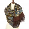 PAVLOVO POSAD RUSSIAN SHAWL 146x146 cm 57x57" 100% Wool Scarf Wrap Silk Fringe 1496-17