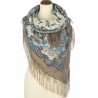 PAVLOVO POSAD RUSSIAN SHAWL 146x146 cm 57x57" 100% Wool Scarf Wrap Silk Fringe 1567-16