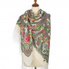 PAVLOVO POSAD RUSSIAN SHAWL 146x146 cm 57x57" 100% Wool Scarf Wrap Silk Fringe 1674-0
