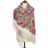 PAVLOVO POSAD RUSSIAN SHAWL 146x146 cm 57x57" 100% Wool Scarf Wrap Silk Fringe 1723-0