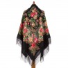 PAVLOVO POSAD RUSSIAN SHAWL 146x146 cm 57x57" 100% Wool Scarf Wrap Silk Fringe 1730-18