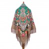PAVLOVO POSAD RUSSIAN SHAWL 146x146 cm 57x57" 100% Wool Scarf Wrap Silk Fringe 1800-2
