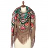 PAVLOVO POSAD RUSSIAN SHAWL 146x146 cm 57x57" 100% Wool Scarf Wrap Silk Fringe 1800-2