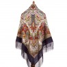 PAVLOVO POSAD RUSSIAN SHAWL 146x146 cm 57x57" 100% Wool Scarf Wrap Silk Fringe 1811-14