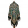 PAVLOVO POSAD RUSSIAN SHAWL 146x146 cm 57x57" 100% Wool Scarf Wrap Silk Fringe 1934-9