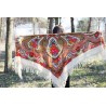 PAVLOVO POSAD RUSSIAN SHAWL 146x146 cm 57x57" 100% Wool Scarf Wrap Woolen Fringe 1289-1