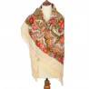 PAVLOVO POSAD RUSSIAN SHAWL 146x146 cm 57x57" 100% Wool Scarf Wrap Woolen Fringe 1289-1