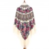 PAVLOVO POSAD RUSSIAN SHAWL 146x146 cm 57x57" 100% Wool Scarf Wrap Woolen Fringe 353-0a