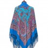 RUSSIAN PAVLOVO POSAD 100% SILK RUSSIA SHAWL SCARF WRAP SUMMER 130x130 cm 1429-13